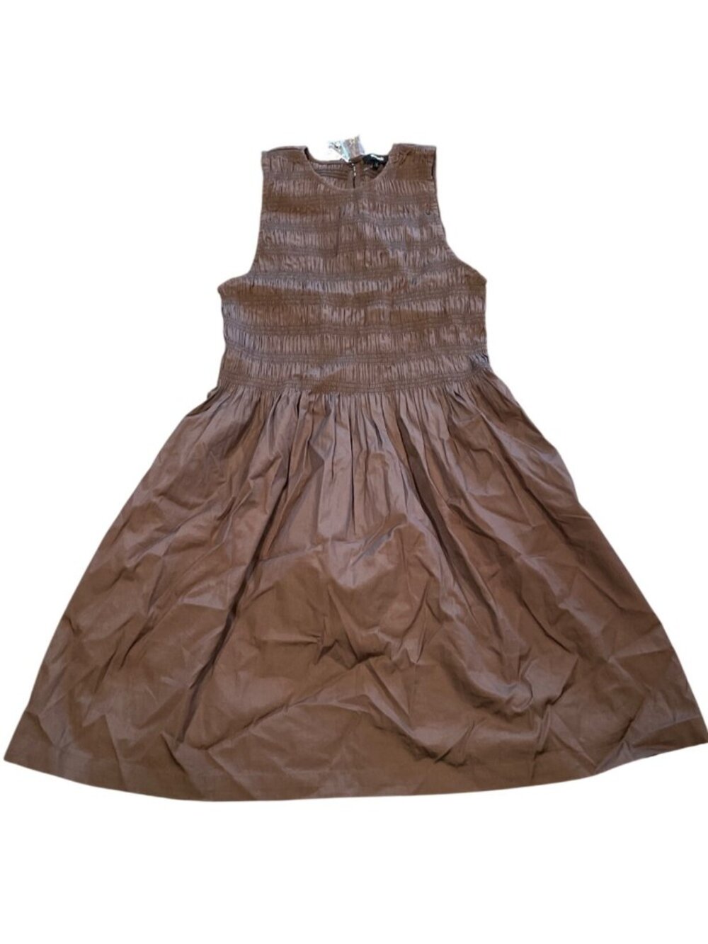 NWT Madewell Melody Smocked Mini Dress Women's Sz S Brown Sleeveless Pockets - Picture 3 of 11